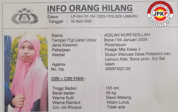 Bila Menemukan Aqilah Nurfadillah Segera Hubungi Keluarganya