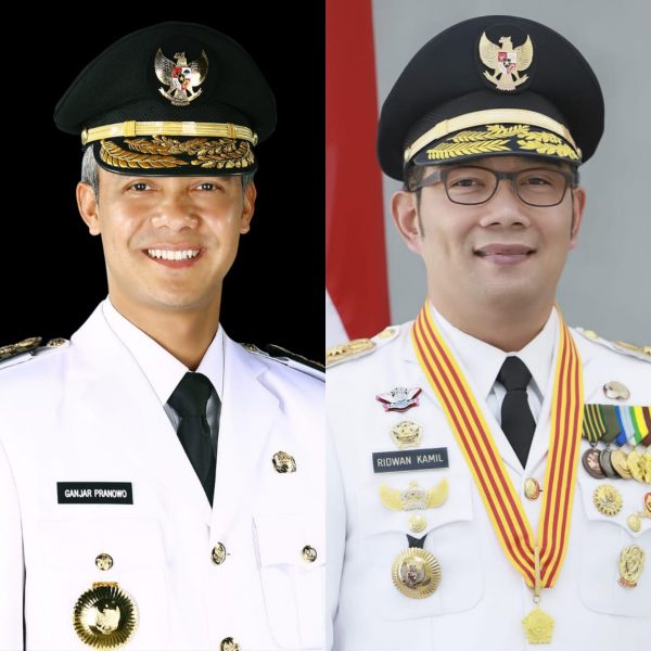 Gubernur Jawa Tengah Ganjar Pranowo dan Gubernur Jawa Barat Ridwan Kamil