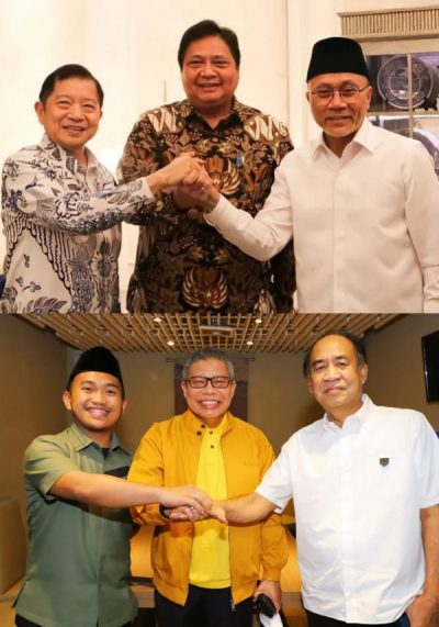 Dari kiri Ketum DPP PPP, Ketum DPP Golkar dan DPP PAN serta Ketu DPW PPP Sulsel, Ketua DPD Golkar Sulsel, dan Ketua DPW PAN Sulsel