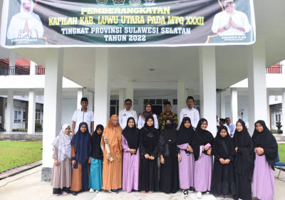 Bupati Luwu Utara, Indah Putri Indriani saat melepas Kafilah MTQ XXXII Tingkat Provinsi Sulawesi Selatan, di Kabupaten Bone