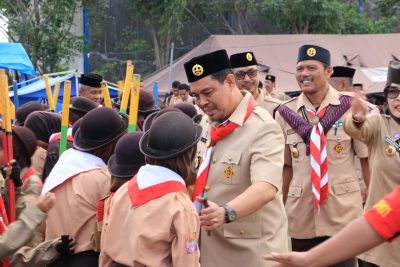 Wakil Bupati Bulukumba Andi Edy Manaf melepas peserta Jambore Nasional XI Tahun 2022 yang dilaksanakan oleh Kwartir Nasional Gerakan Pramuka