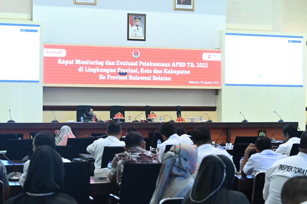 Rapat Monitoring dan Evaluasi Pelaksanaan APBD TA. 2022 di Lingkungan Provinsi, Kota dan Kabupaten Se- Sulawesi Selatan