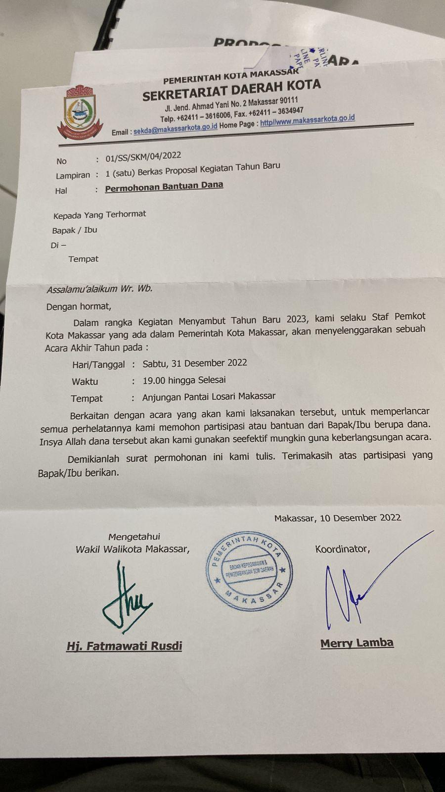 Waspada! Beredar Proposal Palsu Bantuan Atas Nama Wawali Makassar Fatmawati Rusdi