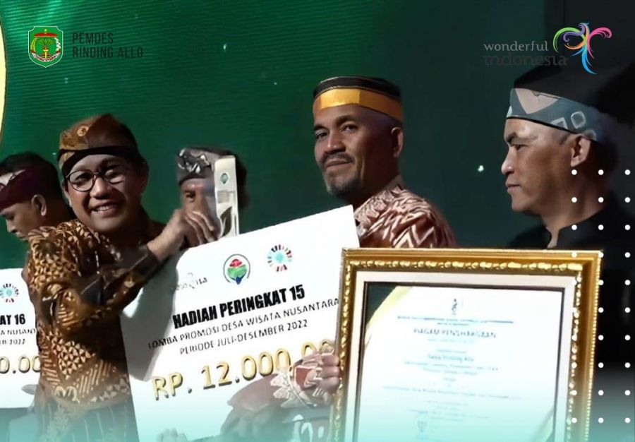 Rinding Allo Raih Penghargaan Lomba Promosi Desa Wisata Nusantara Tahun 2022