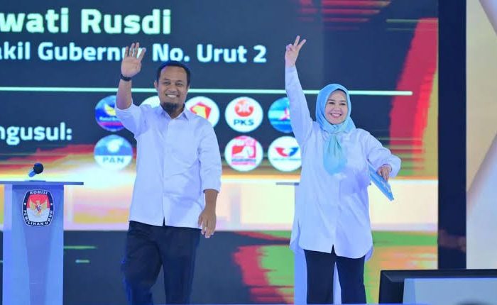 Gubernur dan Wakil Gubernur Sulsel terpilih, Andi Sudirman Sulaiman dan Fatmawati Rusdi.