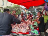 Harga ayam potong di Pasar Tradisional Hartaco Indah, Kelurahan Parang Tambung, Kecamatan Tamalate, Kota Makassar, mengalami kenaikan signifikan