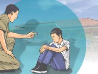 Ilustrasi Guru bersama muridnya.