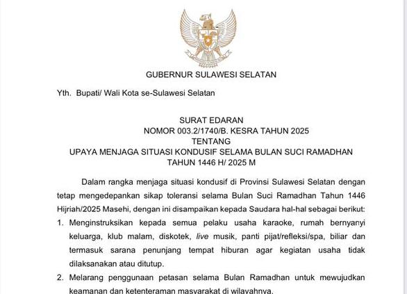 SURAT EDARAN GUBERNUR SULSEL