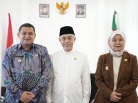 Wali Kota Makassar, Munafri Arifuddin dan Wakil Wali Kota Makassar, Aliyah Mustika Ilham saat menerima kunjungan Wakil Ketua DPD RI, Tamsil Linrung