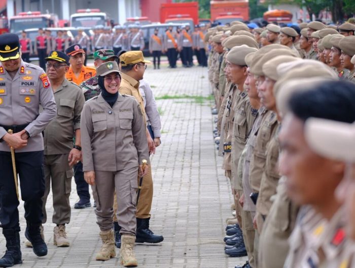Apel Siaga Launching Gowa Aman yang melibatkan berbagai instansi vertikal di Kabupaten Gowa, berlangsung di Lapangan Taman Sultan Hasanuddin, 26 April 2025.