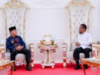 Gubernur Sulsel Andi Sudirman Sulaiman menerima kunjungan Gubernur Sulawesi Tenggara, Andi Sumangerukka.