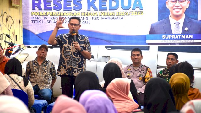 Ketua DPRD Kota Makassar, Supratman kembali turun menyapa warga dalam agenda Reses Kedua Masa Persidangan Kedua Tahun Sidang 2024/2025 yang digelar pada Selasa (11/3/2025).