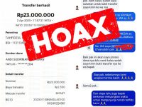 nformasi tersebut mencantumkan bukti tangkapan layar atau screenshot dari akun Facebook bernama “Andii Sudirman” yang menunjukkan transaksi transfer uang sebesar Rp 23 juta.