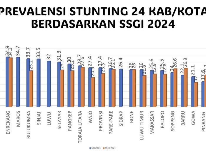 Berdasarkan data Survei Status Gizi Indonesia (SSGI) tahun 2024, prevalensi stunting di Bulukumba turun dari 33,7 persen pada tahun 2023 menjadi 25,2 persen di tahun 2024.