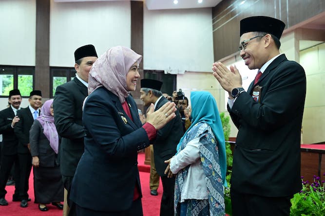 Wakil Wali Kota Makassar, Aliyah Mustika Ilham saat hadiri acara Pengukuhan Kepala Perwakilan BPKP Provinsi Sulawesi Selatan.