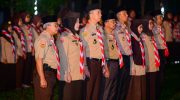 Wakil Gubernur Sulawesi Selatan sekaligus Ketua Kwartir Cabang (Kwarcab) Kota Makassar, Fatmawati Rusdi, menerima Lencana Melati dari Kwartir Nasional (Kwarnas) Gerakan Pramuka pada prosesi penganugerahan di Lapangan Perkemahan Putri 2, Bumi Perkemahan dan Graha Wisata Pramuka (Buperta) Cibubur, Rabu, 13 Agustus 2025.