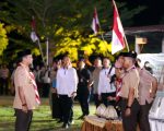 Gubernur Sulawesi Selatan Andi Sudirman Sulaiman menghadiri malam puncak Perkemahan Pendidikan Karakter yang diikuti ribuan anggota Pramuka tingkat penegak SMA/SMK se-Sulsel di kawasan Center Point of Indonesia (CPI), Makassar, Kamis (14/8/2025) malam.