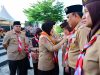 Ribuan pramuka dari berbagai kwartir ranting, gugus depan, dan satuan karya memenuhi Anjungan City of Makassar pada Apel Besar Peringatan Hari Pramuka ke-64, Sabtu, 16 Agustus 2025.