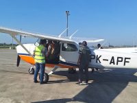 Tampak pesawat amfibi sebelum lepas landas menuju Bandara Arung Palakka Bone.