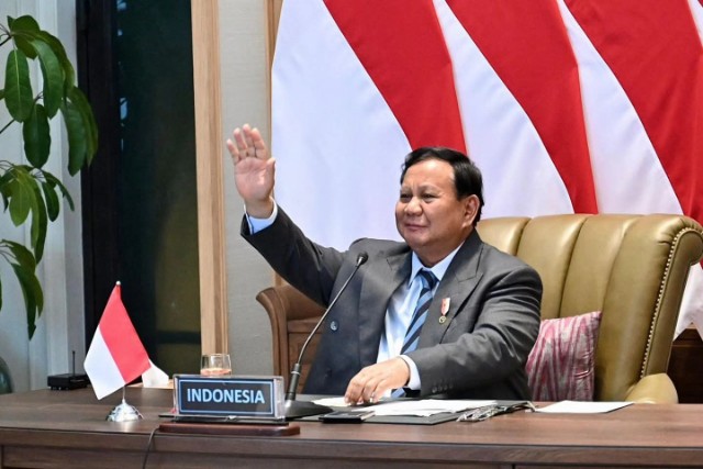 Presiden RI Prabowo Subianto saat hadir secara virtual bersama BRICS.