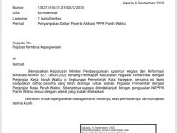 Pemerintah Kota Parepare melalui Badan Kepegawaian dan Pengembangan Sumber Daya Manusia (BKPSDM) menerima surat pemberitahuan dari Badan Kepegawaian Negara (BKN) terkait daftar alokasi Pegawai Pemerintah dengan Perjanjian Kerja (PPPK) Paruh Waktu untuk tahun 2025. Jumlah alokasi PPPK-nya sebanyak 1020 orang.