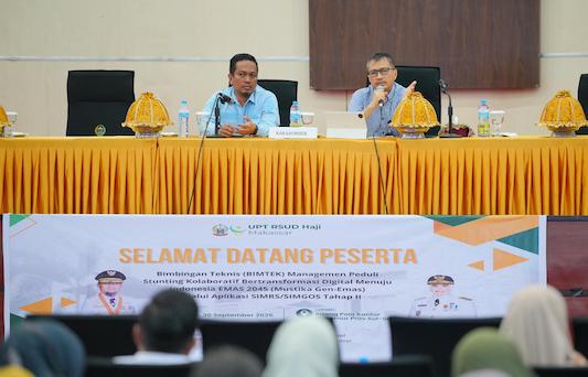Pemerintah Provinsi Sulsel melalui UPT RSUD Haji gelar Bimtek Implementasi Pelaporan Stunting Mustika GEN EMAS di Kantor Gubernur Sulsel, Selasa, 30 September