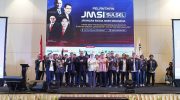 Sekretaris Daerah Provinsi Sulawesi Selatan, Jufri Rahman menghadiri pelantikan Jaringan Media Siber Indonesia (JMSI) Provinsi Sulawesi Selatan Periode 2025-2030 di Hotel Claro Makassar, Sabtu 15 November 2025.