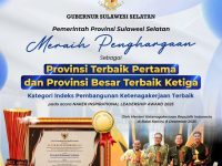 Sulsel Raih Provinsi Terbaik Pertama di Indeks Pembangunan Ketenagakerjaan 2025 19 Pemerintah Provinsi Sulawesi Selatan (Pemprov Sulsel) kembali meraih prestasi nasional dengan mendapatkan dua penghargaan sekaligus pada ajang Naker Inspirational Leadership Award 2025.