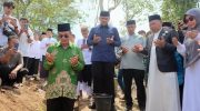 Bupati Kabupaten Bantaeng Uji Nurdin saat Groundbreaking Pondok Pesantren As’adiyah, di Bonto Tangnga, Kecamatan Ulu Ere, Kabupaten Bantaeng, Sabtu 24 Januari 2026.