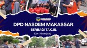 Semangat berbagi di bulan suci Ramadan ditunjukkan Dewan Pimpinan Cabang (DPC) Partai NasDem Kota Makassar melalui kegiatan pembagian takjil gratis kepada masyarakat, Rabu (25/2/2025).