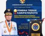 Provinsi Sulawesi Selatan kembali menerima penghargaan bergengsi nasional dalam pengelolaan sampah oleh Kementerian Lingkungan Hidup RI.