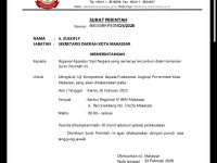 Pemerintah Kota Makassar melalui Sekretariat Daerah resmi menerbitkan Surat Perintah Nomor 800/20/BKPSDMD/II/2026 tentang pelaksanaan Uji Kompetensi Kepala Puskesmas lingkup Pemkot Makassar.