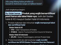 Isu Produk AS Bebas Label Halal Dibantah Istana, Pemerintah Tegaskan Standar Nasional Tetap Berlaku 26 Sekretaris Kabinet Teddy Indra Wijaya menegaskan kabar yang menyebut produk asal Amerika Serikat (AS) dapat masuk ke Indonesia tanpa sertifikasi halal adalah tidak benar.