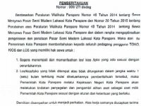 Pemerintah Kota (Pemkot) Parepare mengeluarkan surat pemberitahuan terhadap pedagang di Pasar Semi Modern Lakessi.