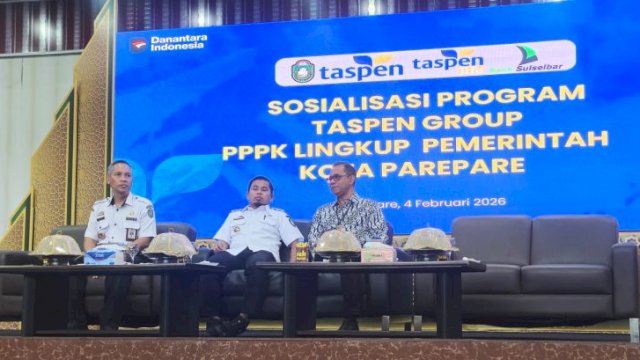 Pemerintah Kota Parepare bekerja sama dengan PT Taspen (Persero) menyelenggarakan sosialisasi program Taspen Grup bagi Pegawai Pemerintah dengan Perjanjian Kerja (PPPK) lingkup Pemkot Parepare, Rabu (4/2/2026).