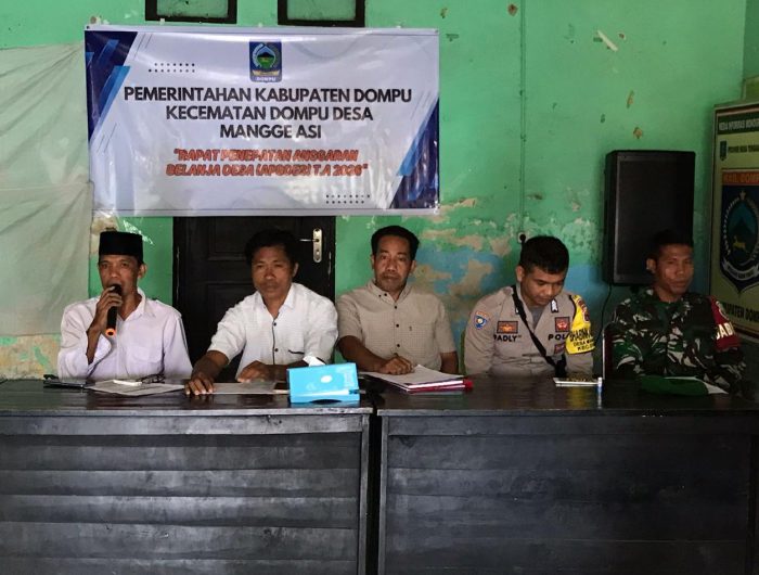 Pemerintah Desa Mangge Asi, Kecamatan Dompu, Kabupaten Dompu, menggelar rapat penetapan Anggaran Pendapatan dan Belanja Desa (APBDes) Tahun Anggaran 2026 pada Rabu (11/3/2026).