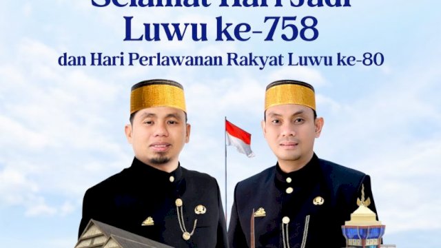 Pemerintah Kota Parepare menyampaikan ucapan Selamat Hari Jadi ke-758 Kabupaten Luwu dan peringatan Hari Perlawanan Rakyat Luwu ke-80.