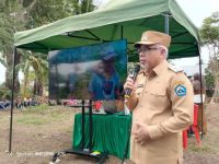 Wakil Bupati Bantaeng, H Sahabuddin menghadiri kegiatan Ground Breaking Pembangunan Jembatan Perintis Garuda Tahap III Tahun Anggaran 2026 di Kampung Li’boa, Kelurahan Malilingi, Kecamatan Bantaeng, Selasa (7/4/2026).