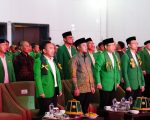 Gubernur Sulawesi Selatan, Andi Sudirman Sulaiman, menghadiri pelantikan Pengurus Dewan Pimpinan Wilayah (DPW) Partai Persatuan Pembangunan (PPP) Sulawesi Selatan periode 2026-2031 yang dirangkaikan dengan Musyawarah Kerja Wilayah (Muskerwil) I PPP Sulsel di Hotel Claro Makassar, Sabtu (20/6/2026).