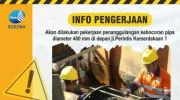 Perusahaan Daerah Air Minum (PDAM) Kota Makassar akan melaksanakan pekerjaan darurat penanggulangan kebocoran pipa berdiameter 400 milimeter di depan Jalan Perintis Kemerdekaan 1, Minggu (7/6/2026).
