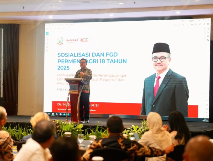 Sekda Sulsel Buka Sosialisasikan Permendagri Nomor 18 Tahun 2025, Dorong Penguatan Kelembagaan BPBD 13 Sekretaris Daerah Provinsi Sulawesi Selatan, Jufri Rahman, membuka Sosialisasi Peraturan Menteri Dalam Negeri (Permendagri) Nomor 18 Tahun 2025 tentang Pedoman Pembentukan, Organisasi, dan Tata Kerja Badan Penanggulangan Bencana Daerah (BPBD).