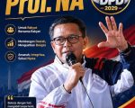 Poster bertajuk Kerja Nyata Prof. Nurdin Abdullah dengan logo NA for DPD 2029