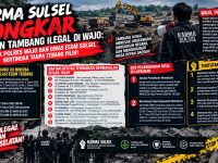 Koalisi Aktivis Revolusi Mahasiswa (KARMA) Sulawesi Selatan mendesak Polres Wajo dan Dinas Energi dan Sumber Daya Mineral (ESDM) Sulawesi Selatan menelusuri dugaan persoalan legalitas kegiatan pertambangan pasir dan batuan di sejumlah wilayah Kabupaten Wajo.